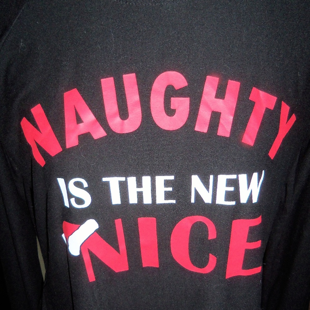 NEW NAUGHTY BLACK CHRISTMAS HOLIDAY TEE TOP